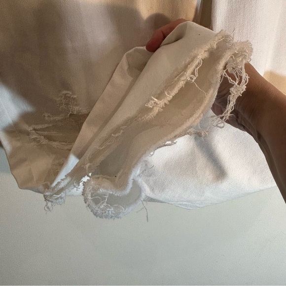 AMERICAN EAGLE Sz 14 Sz 14L Jeans Distressed High Rise Skinny in White - Picture 4 of 12